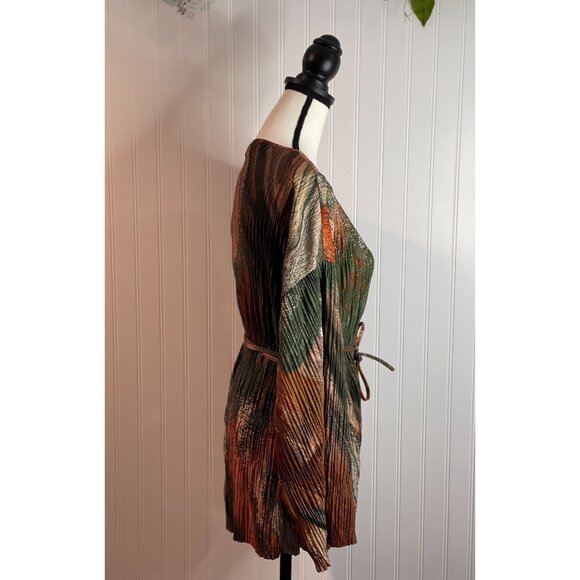 Zara Multicolor Pleated String Tie Wrap Blouse Top Sz S NWT! - Picture 3 of 16